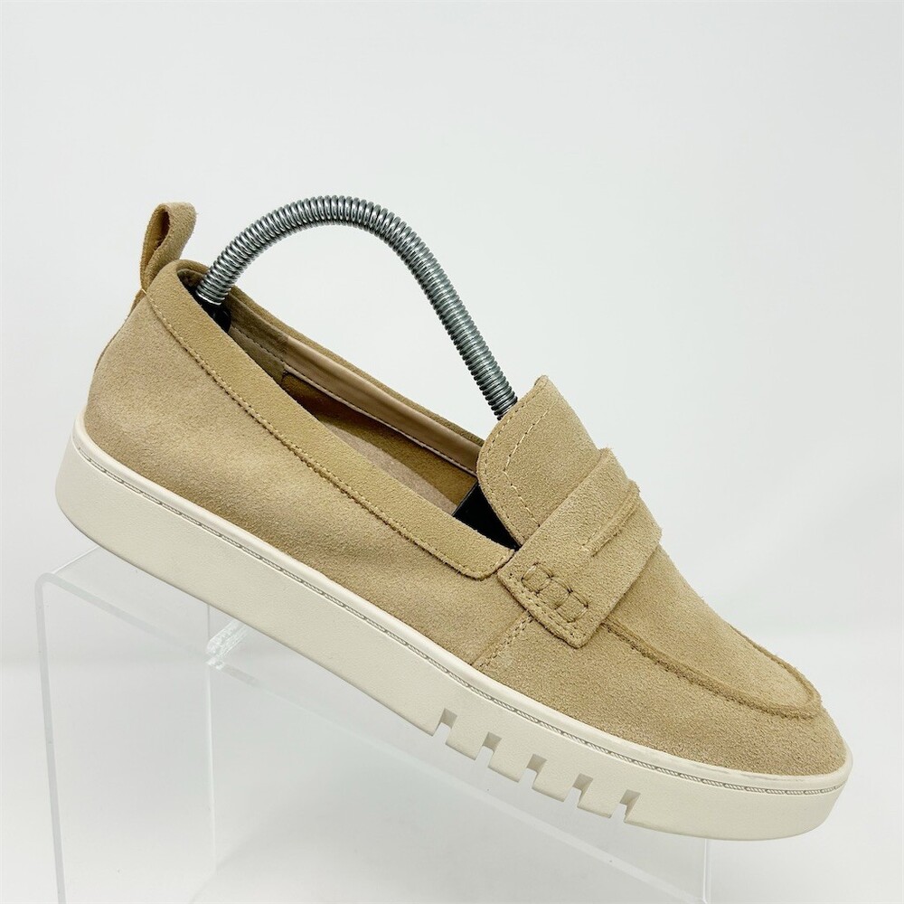 Vionic Chantel Loafer Beige Tan Suede Slip-On Penny Loafers Lug Sole Size 9